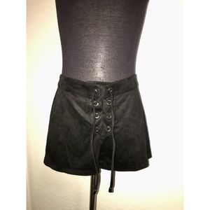 Black velvet lace up shorts